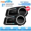 Fodsports 2 pezzi Fodsports FX7 Mesh Interfono Casco moto Auricolare Doppio Bluetooth 5.4 Interfono moto, 10 ciclisti 2000M, Radio FM