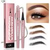 QIC Matita per sopracciglia con punta a 4 forchette Microblading 3D Impermeabile Marrone scuro Colore naturale Tratto fine Matita per sopracciglia magica 2024 Nuove signore
