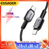 ESSAGER Cavo Essager da 100 W da tipo C a tipo C per iPhone16 15 Xiaomi Samsung Huawei PD ricarica rapida per cavo LED per laptop tablet MacBook