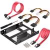 deepartner Kit adattatore in metallo con staffa HDD/SSD esterna dual-bay da 2,5 pollici a 3,5 pollici, senza cavo SATA o con set di cavi SATA