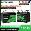DATOUBOSS Batteria MFUZOP 12V 100Ah LiFePO4 con protezione a bassa temperatura, BMS 100A integrato, max. 15.000 cicli, perfetti per motori da traina, camper