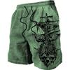 NONE Pantaloncini da bagno da uomo costume da bagno ad asciugatura rapida con teschio pirata barca a vela con coulisse pantaloncini da spiaggia escursionismo all'aperto costumi da bagno da spiaggia
