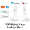 NONE Tuya WiFi/Zigbee Sensore di allarme per perdite d'acqua Rilevatore di perdite di allagamento per casa intelligente App per prodotti Smart Life Monitoraggio remoto
