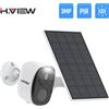 H.VIEW PIR Telecamera alimentata a batteria wireless da esterno, telecamera di sicurezza WiFi 2K 3MP con sirena faretto, audio bidirezionale, impermeabile