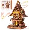 Robotime Rokr Puzzle 3D in legno Kit orologio a cucù Stile foresta nera con uccello da lavoro Kit modello orologio fai da te per bambini Modello adulto