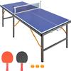 smvp Tavolo da ping pong pieghevole per interni con set di pagaie in rete per bambini adulti Include 2 palline da pipistrello Design extra stabile a 6 gambe