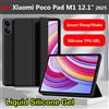 NONE Custodia Ufficiale in Silicone Liquido PU con Supporto per Xiaomi Poco Pad M1 2025 12.1 Pollici, X1 8/7/6/5 Pro 11.2, 11, Redmi K Pad 2 Pro 8.8