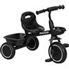AIYAPLAY Triciclo per bambini evolutivo con sedile regolabile-Pedali-2 cestini-cintura-per bambini 2-5 anni-Nero