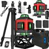 DWiusty Livella Laser 4D a 16 Linee 3 ° Strumento di Livellamento con Funzione Autolivellante, Adesivo per Pareti e Pavimenti Omnidirezionale con Supporto a Treppiede