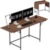 HOMCOM Scrivania pieghevole HOMCOM 170x58 cm, tavolo moderno per computer con 2 ripiani pieghevoli per 2 monitor, postazione di lavoro per camera da letto e piccoli spazi