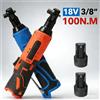 DWiusty Avvitatore a cricchetto elettrico a batteria 18V ad angolo retto, 3000 giri/min, attacco da 3/8 di pollice, per smontaggio dadi e manutenzione auto, con luci LED