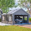 NONE Tenda Garage/Giardino 6x4x3m per Tutte le Stagioni con Parete Laterale Impermeabile, Protezione UV, Finestre Avvolgibili, Ideale per Auto e Stoccaggio, Grigia