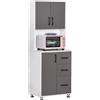 HOMCOM Mobile buffet da cucina, armadio da cucina, 3 ante, 3 cassetti e piano di lavoro, mobiletto contenitore per