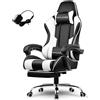 GTPLAYER Sedia da Gaming, Sedia da Ufficio, Poltrona da Gaming con Massaggio, Sedia Ergonomica per Gamer, Poggiapiedi, Cuscino in Lino con Massaggio, Poltrona Girevole
