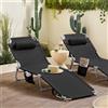 SoBuy OGS35X2 Set di 2 Sdrai da Giardino Lettino Prendisole con Cuscino e Tasca Laterale Sedia Sdraio da Esterno per Patio, Campeggio Spiaggia, Sdraio Pieghevole da Giardino 155x56x81cm