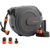Giraffe Tools Avvolgitubo Retrattile da Parete Giraffe Tools, Avvolgitubo da Giardino 25+2m, 180° ° Pivotal con ugello spray 7 in 1, grigio