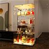 fangange Vetrina Fangange con ante in vetro, mobile espositore a 4 ripiani con illuminazione a LED e doppie ante, teca in vetro