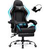 GTPLAYER Sedia da gaming, sedia da ufficio ergonomica con supporto lombare e funzione massaggio, regolabile in altezza, imbottita, 150 kg