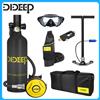 DIDEEP Set Bombola Subacquea Mini da 1 Litro, Bombola per Immersioni Subacquee da 15-20 Minuti con Pompa Manuale, Attrezzatura Portatile con 3000 PSI