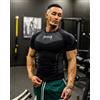 youngla T-shirt a compressione a maniche corte da uomo con stampa tribale, top da allenamento traspirante ad asciugatura rapida, strato base atletico per allenamento in palestra e bodybuilding