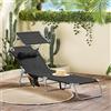 SoBuy OGS48 Sdraio da Giardino Reclinabile Lettino Prendisole Pieghevole con Cuscino Tasca Laterale e Parasole Sedia Sdraio da Esterno per Patio Campeggio Spiaggia 155x56x81cm