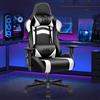 NONE Sedia da Gaming Ergonomica in Pelle PU, Braccioli Regolabili, Impermeabile, Portata Massima 150kg, Nero/Bianco