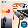 elough Cavo di ricarica 2-in-1 da 240W con supporto per telefono integrato, USB-C a USB-C, ricarica rapida, cavo dati per iPhone 17, supporto pieghevole, cavo Type-C