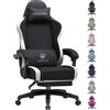 GTPLAYER Sedia da gaming, sedia ergonomica per PC, tessuto traspirante, poggiapiedi grande e alto girevole, sedia da scrivania