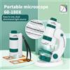 SCIENCE HORSE Microscopio Portatile per Bambini SCIENCEHORSE con Supporto e Illuminazione Superiore/Inferiore, Zoom 60x-180x, Mini Microscopio Portatile, Supporto DP M