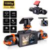 DAINU 4 Canali 360 ° Dash Cam Panoramica, 4 Telecamere Integrate, Display IPS da 2'', Visione Notturna ad Angolo Ampio, Registrazione in Loop, Batteria da 150mAh