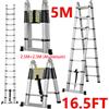 NONE Scala Pieghevole a Telaio in Alluminio Estensibile 5M / 2.5M+2.5M, 16 Gradini, Portata Massima 150kg Scala Multiuso con Ampia Capacità di Carico
