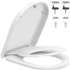NONE Sedile WC a forma di D con coperchio in Duroplast Nano Glaze, chiusura automatica, ergonomico, anti-ingiallimento, universale, bianco, per famiglie e bambini