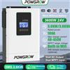 Powgrow Inverter Solare Ibrido POWGROW 3600W 24V 5000VA con Batteria 40V-500V, Onda Sinusoidale Pura 220VAC, Regolatore di Carica Solare MPPT 100A e BMS