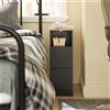 SoBuy FBT149-SCH comodino stretto largo 20 cm, tavolino stretto con 2 cassetti e vano aperto per piccoli spazi, comodino per camera da letto e soggiorno 20x35x60 cm Nero