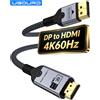 UGOURD Cavo compatibile da DisplayPort a HDMI 4K 60Hz 4K30Hz, adattatore da DisplayPort a HDMI, uscita video e audio sincrona per PC, proiettore, laptop, TV