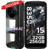 DOOGEE Fire 3 Max Telefono Robusto 32GB RAM 256GB ROM Display HD+ da 5.5" con Luci da Campeggio 8350mAh UNISOC T7250 48MP NFC Smartphone Android 15