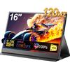 UPERFECT Monitor portatile per PC portatile QLED da 16 pollici 120Hz 2.5K 2560*1600 100% Adobe RGB Supporta Mini Type-C HDMI Doppi altoparlanti