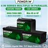 POWGROW Batteria Lifepo4 200Ah 100Ah 12V 24V, Pacchi Batteria al Litio Ferro Fosfato per Energia Solare con BMS di Grado A, Oltre 6.000 Cicli