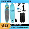 FUNWATER Tavola da Paddle Gonfiabile Ultraleggera 11' 335×84×15cm, SUP Stabile e Larga per Principianti con Accessori Antiscivolo