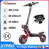 SUNNIGOO Monopattino Elettrico SUNNIGOO 3600W X7/X7PRO con Doppio Motore 48V 65km/h per Adulti, Ruote da 11 Pollici, Pieghevole, Display Centrale Grande, Sblocco NFC, Manubrio Regolabile, Luci LED Complete,