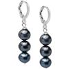 Treasure Bay Pendientes Elegantes de Perlas de Agua Dulce Hechos a Mano, Aros Colgantes Clásicos para Mujeres y Niñas en Blanco, Rosa, Gris, Negro, Púrpura (triplo nero)
