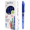 Pryma Penna Cancellabile Reset 0.7 mm con Gomma - Inchiostro Blu, Scrittura Fluida e Precisa, Confezione da 12 Pezzi