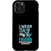 Cervical Cancer Awareness Teal Ribbon Ap Custodia per iPhone 11 Pro I Wear Teal For My Friend - Nastro con dinosauro per cancro cervicale