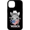 Merica USA Patriotic Cute Funny 4th of J Custodia per iPhone 14 Flying Spaghetti Monster Pastafari FSM Bandiera Americana Bandana