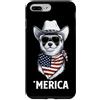 Merica USA Patriotic Cute Funny 4th of J Custodia per iPhone 7 Plus/8 Plus Furetto Bandiera Americana Bandana Cowboy Hat Cool Occhiali da Sole