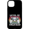 Vintage Gamer Birthday Milestone Apparel Custodia per iPhone 15 Plus Livello 22 Sbloccato Divertente 22° Compleanno Gamer Vintage Retro