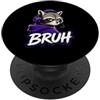 Funny Bruh Gaming Gifts Gamer Kids Boys Bruh Raccoon Console Player Gaming Meme Headset Videogiochi PopSockets PopGrip Adesivo