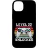 Vintage Gamer Birthday Milestone Apparel Custodia per iPhone 14 Plus Livello 22 Sbloccato Divertente 22° Compleanno Gamer Vintage Retro