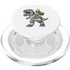 US32 Alien Dinosaur Divertente alieno che cavalca dinosauro che tiene spazio costume di Halloween PopSockets PopGrip per MagSafe