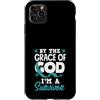 Cervical Cancer Awareness Teal Ribbon Ap Custodia per iPhone 11 Pro Max Con la grazia di Dio sopravvissuto al cancro cervicale nastro
